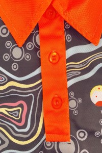 Customized Whole Dye Sublimation Polo Shirt Design Contrasting Collar Chest Patch 3 Buttons Short Sleeves Dye Sublimation Garment Factory 100%Polyester P1427 back view